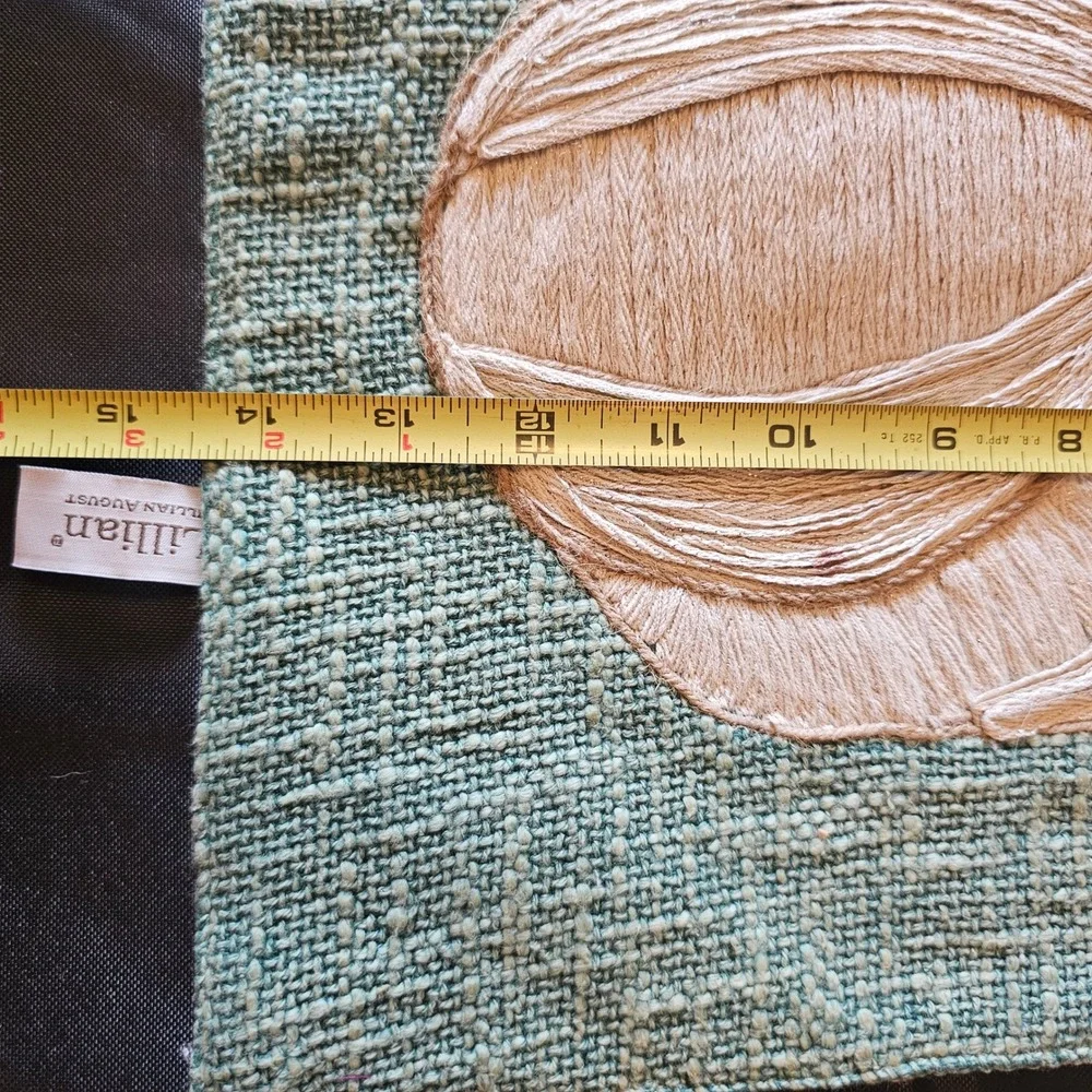 Lillian August Sage Green Embroidered Pumpkin Table Runner Fall Decor 48 Inch